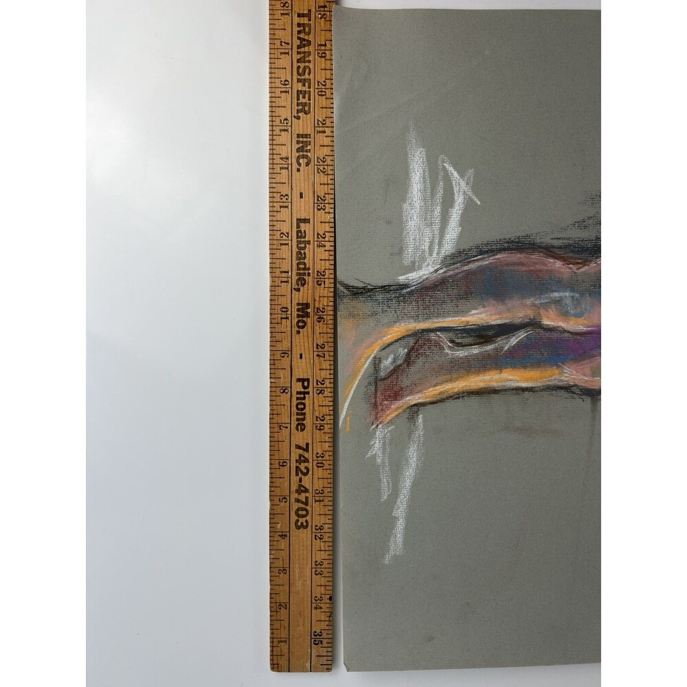 Vintage Artist Original Color Pastel Nude Sketch Abstract Figural Drawing 24x18” - Picture 9 of 10
